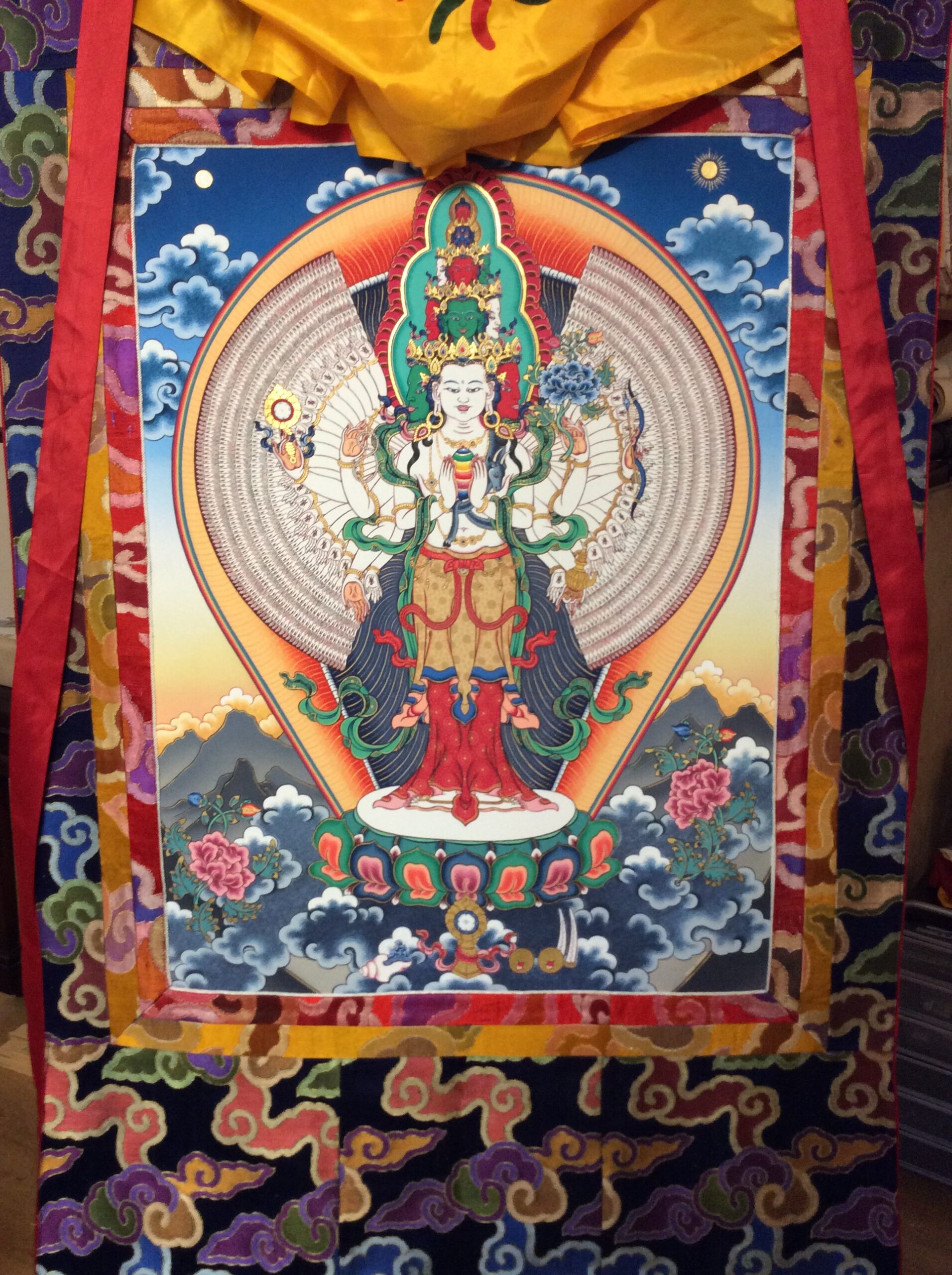 1000 Arm Avalokitesvara Canvas Brocade - Pure Gold