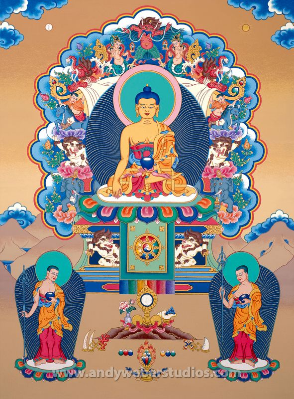 Buddha Shakyamuni with 2 Disciples